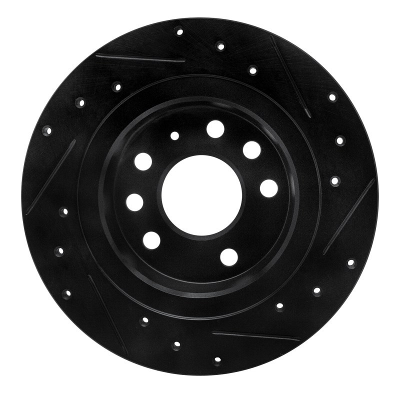 Cadillac BLS Brake Rotor (1) - Rear Left - R1 Concepts - Drilled & Slotted - Black - `03-`11